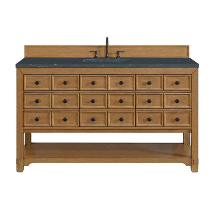 James Martin - Malibu 60" Single Vanity, Amber Birch w/ 3 CM Charcoal Soapstone Top - 505-V60S-AMB-3CSP view 1