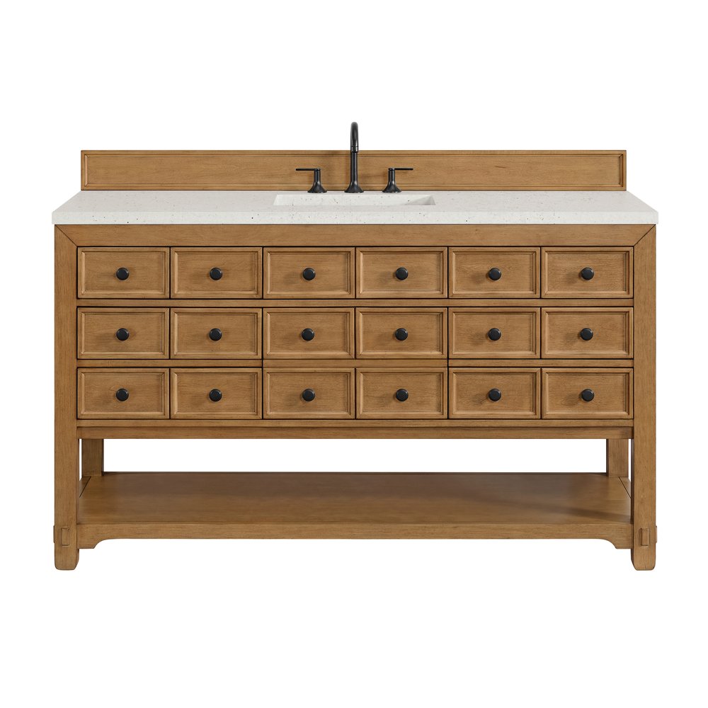 James Martin - Malibu 60" Single Vanity, Amber Birch w/ 3 CM Lime Delight Top - 505-V60S-AMB-3LDL view 1