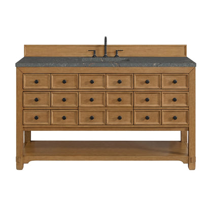 James Martin - Malibu 60" Single Vanity, Amber Birch w/ 3 CM Parisien Bleu Top - 505-V60S-AMB-3PBL view 1