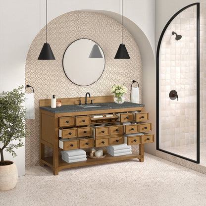 James Martin - Malibu 60" Single Vanity, Amber Birch w/ 3 CM Parisien Bleu Top - 505-V60S-AMB-3PBL view 5