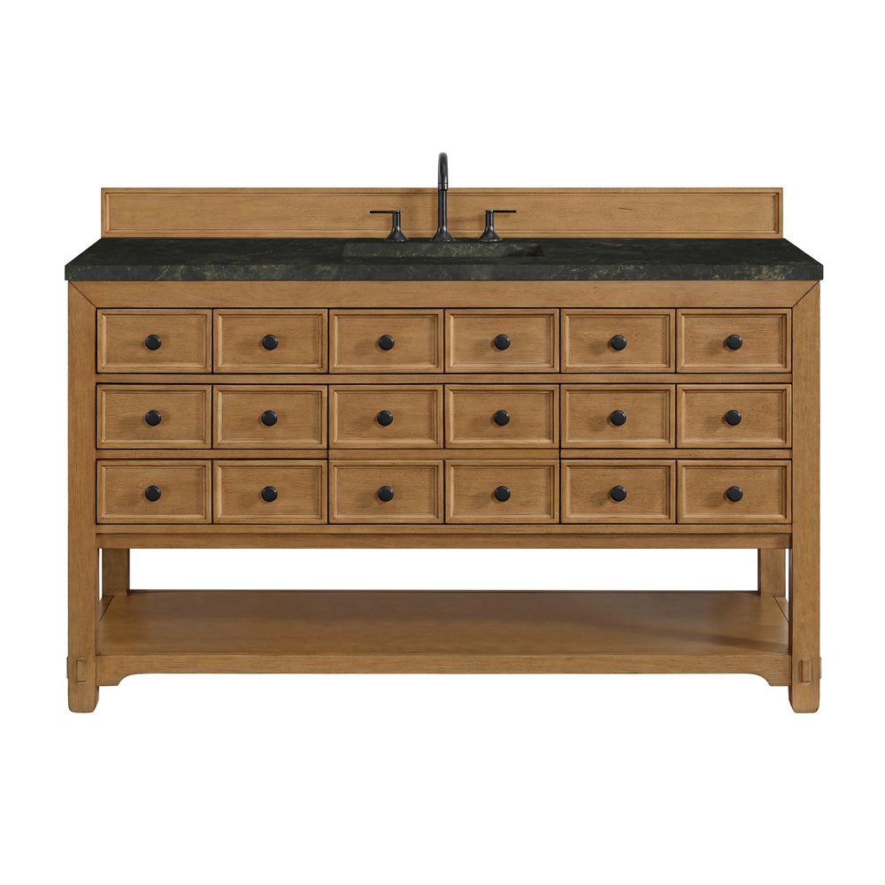 James Martin - Malibu 60" Single Vanity, Amber Birch, w/ 3 CM Phantome Eclos Top - 505-V60S-AMB-3PHT view 1