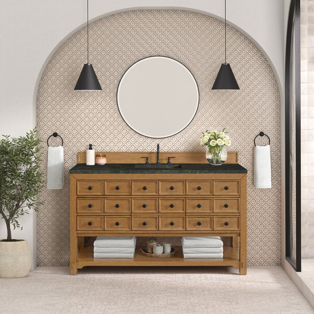 James Martin - Malibu 60" Single Vanity, Amber Birch, w/ 3 CM Phantome Eclos Top - 505-V60S-AMB-3PHT view 3