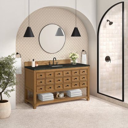 James Martin - Malibu 60" Single Vanity, Amber Birch, w/ 3 CM Phantome Eclos Top - 505-V60S-AMB-3PHT view 4