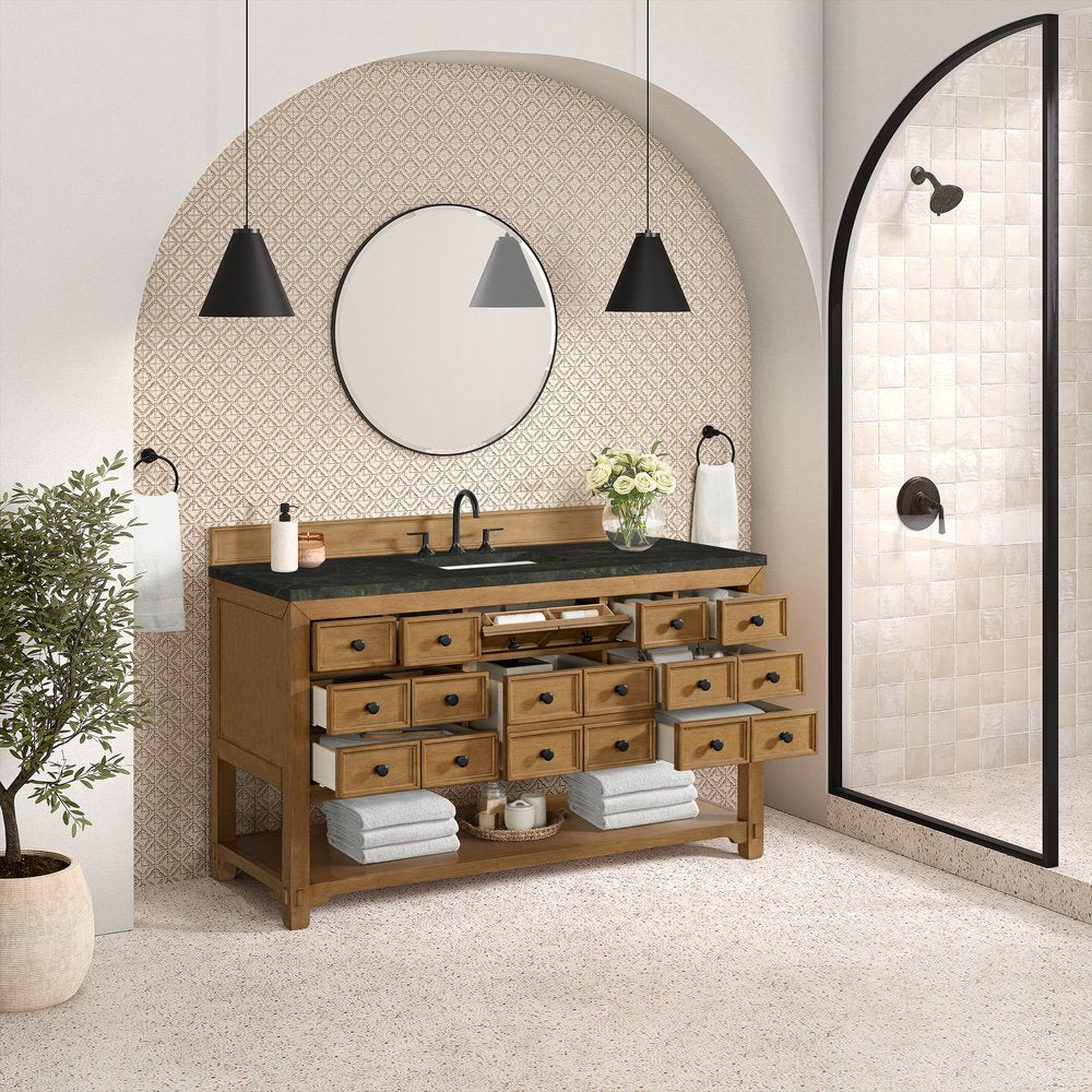 James Martin - Malibu 60" Single Vanity, Amber Birch, w/ 3 CM Phantome Eclos Top - 505-V60S-AMB-3PHT view 5