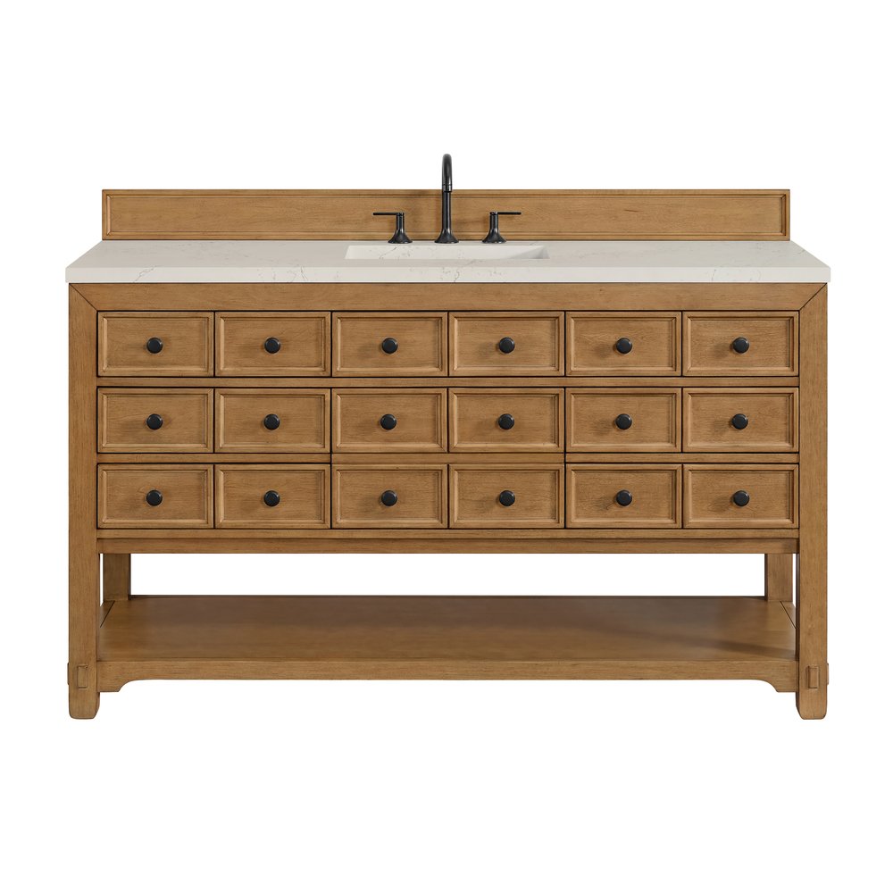 James Martin - Malibu 60" Single Vanity, Amber Birch, w/ 3 CM Siberian Silestone Top - 505-V60S-AMB-3SFR view 1