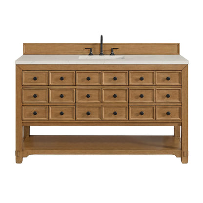 James Martin - Malibu 60" Single Vanity, Amber Birch, w/ 3 CM Siberian Silestone Top - 505-V60S-AMB-3SFR view 1