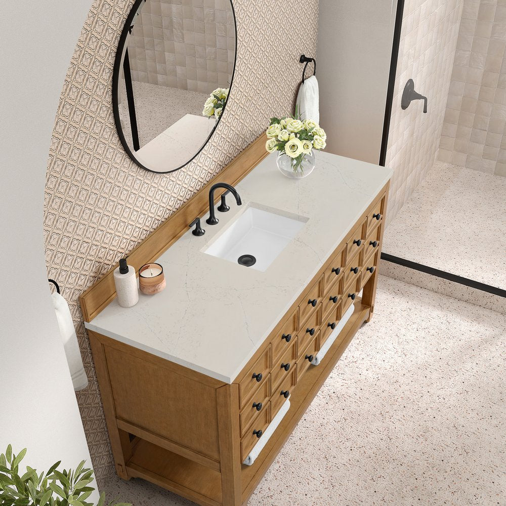 James Martin - Malibu 60" Single Vanity, Amber Birch, w/ 3 CM Siberian Silestone Top - 505-V60S-AMB-3SFR view 7
