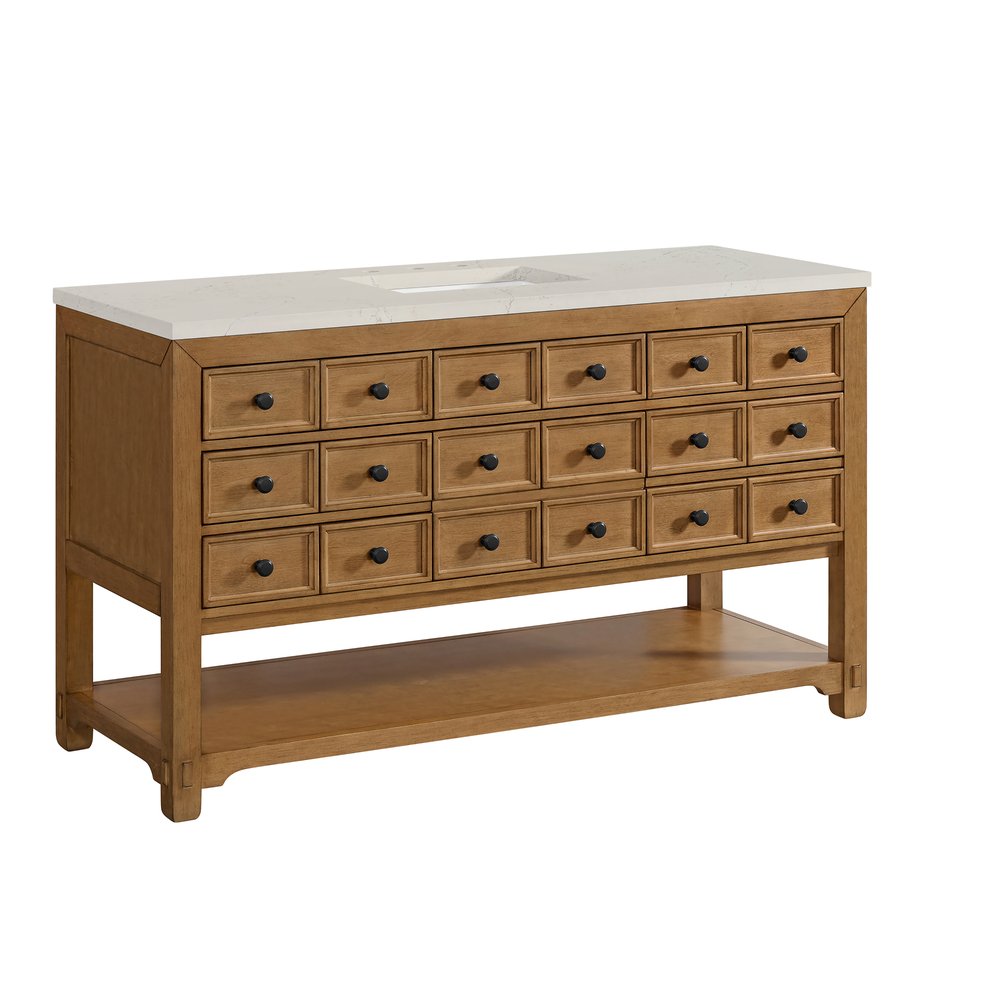 James Martin - Malibu 60" Single Vanity, Amber Birch, w/ 3 CM Siberian Silestone Top - 505-V60S-AMB-3SFR view 10