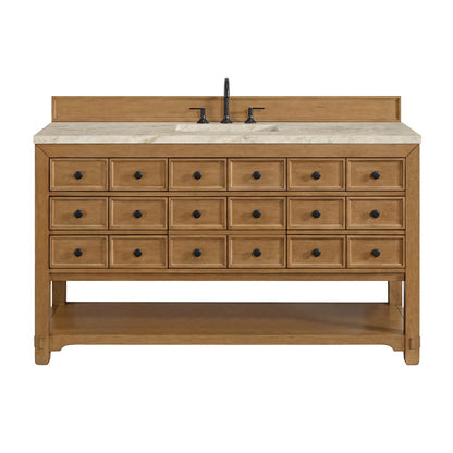 James Martin - Malibu 60" Single Vanity, Amber Birch, w/ 3 CM Tajnar Eclos Top - 505-V60S-AMB-3TJR view 1