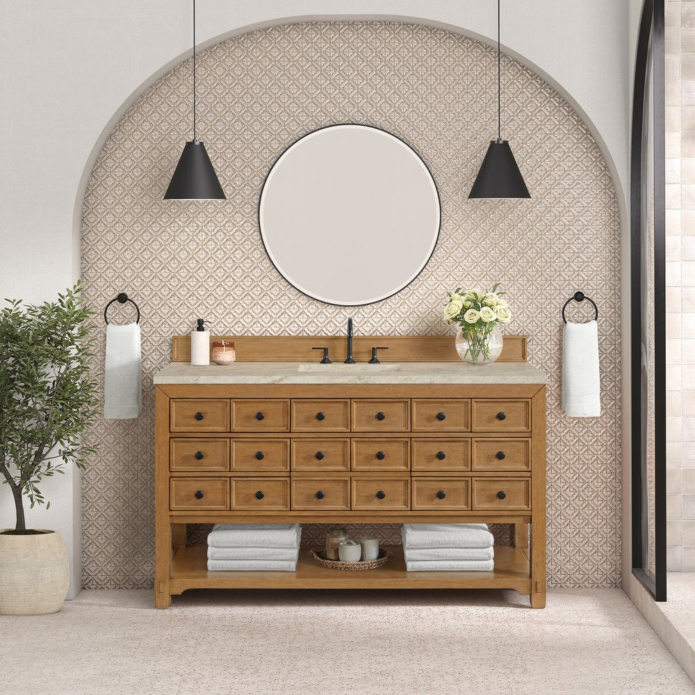 James Martin - Malibu 60" Single Vanity, Amber Birch, w/ 3 CM Tajnar Eclos Top - 505-V60S-AMB-3TJR view 3