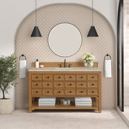 James Martin - Malibu 60" Single Vanity, Amber Birch, w/ 3 CM Tajnar Eclos Top - 505-V60S-AMB-3TJR view 3