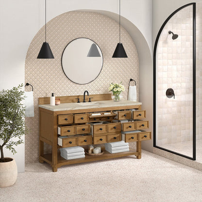 James Martin - Malibu 60" Single Vanity, Amber Birch, w/ 3 CM Tajnar Eclos Top - 505-V60S-AMB-3TJR view 5