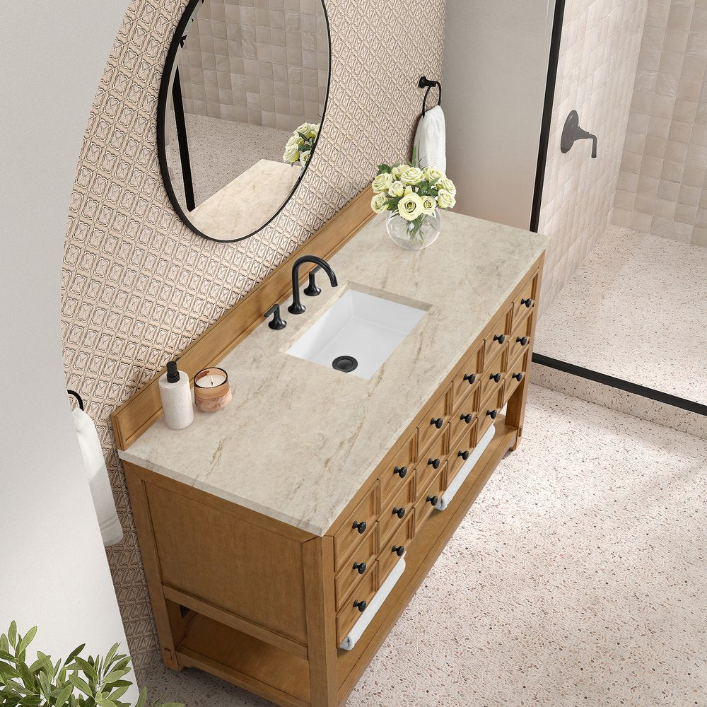 James Martin - Malibu 60" Single Vanity, Amber Birch, w/ 3 CM Tajnar Eclos Top - 505-V60S-AMB-3TJR view 7