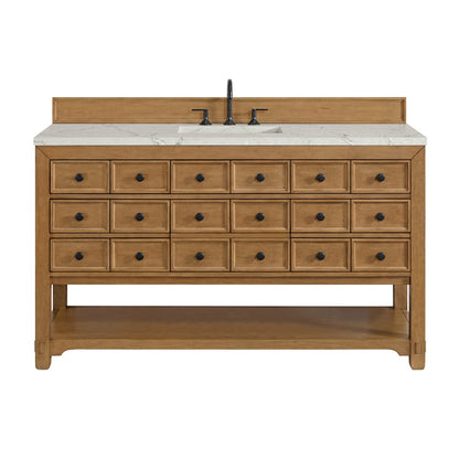 James Martin - Malibu 60" Single Vanity, Amber Birch w/ 3 CM Victorian Silver Top - 505-V60S-AMB-3VSL view 1
