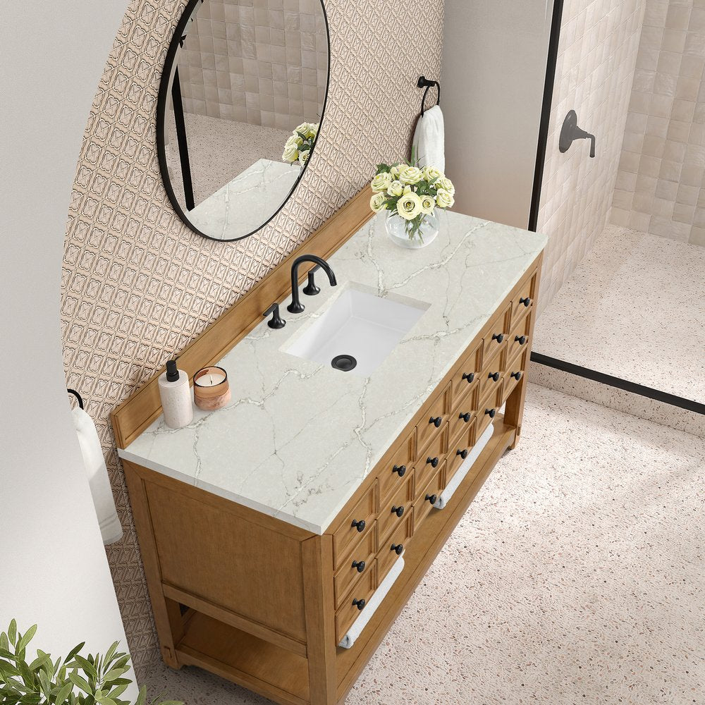 James Martin - Malibu 60" Single Vanity, Amber Birch w/ 3 CM Victorian Silver Top - 505-V60S-AMB-3VSL view 7