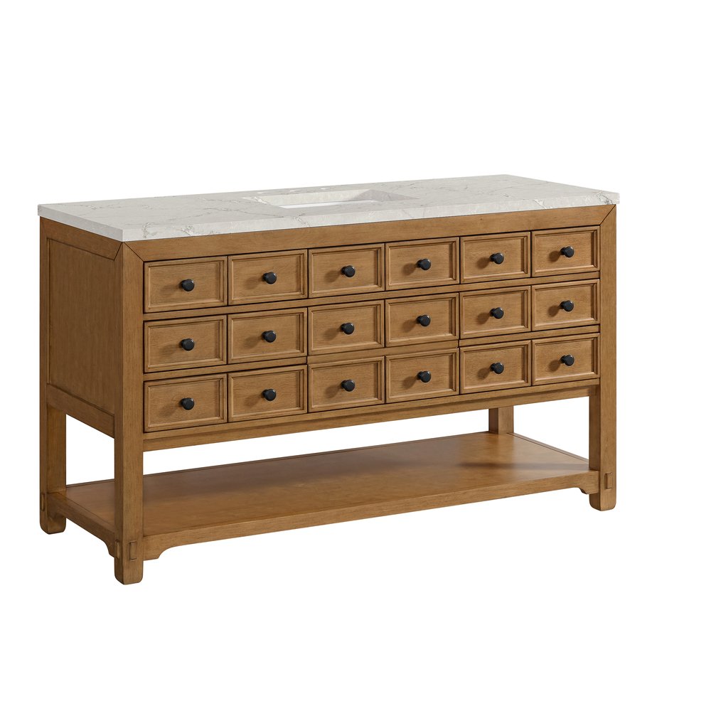 James Martin - Malibu 60" Single Vanity, Amber Birch w/ 3 CM Victorian Silver Top - 505-V60S-AMB-3VSL view 10