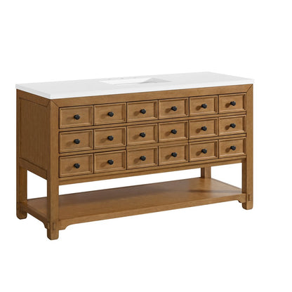 James Martin - Malibu 60" Single Vanity, Amber Birch w/ 3 CM White Zeus Top - 505-V60S-AMB-3WZ view 5
