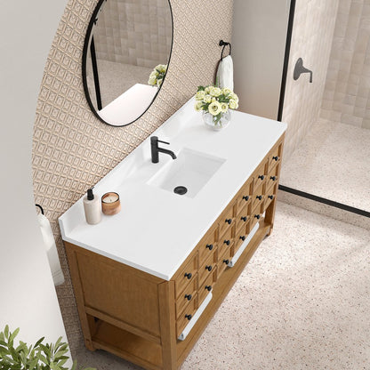 James Martin - Malibu 60" Single Vanity, Amber Birch w/ Single Hole 3 CM White Zeus Top & Backsplash - 505-V60S-AMB-1WZ view 7