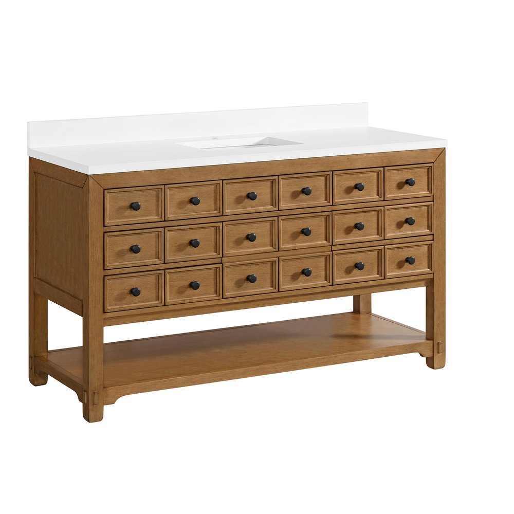 James Martin - Malibu 60" Single Vanity, Amber Birch w/ Single Hole 3 CM White Zeus Top & Backsplash - 505-V60S-AMB-1WZ view 10