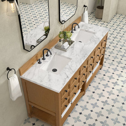 James Martin - Malibu 72" Double Vanity, Amber Birch w/ 3 CM Carrara Marble Top - 505-V72-AMB-3CAR view 7