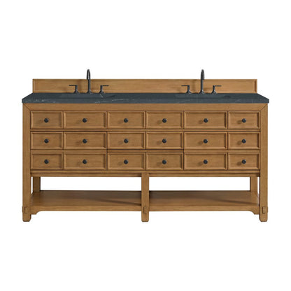 James Martin - Malibu 72" Double Vanity, Amber Birch w/ 3 CM Charcoal Soapstone Top - 505-V72-AMB-3CSP view 1