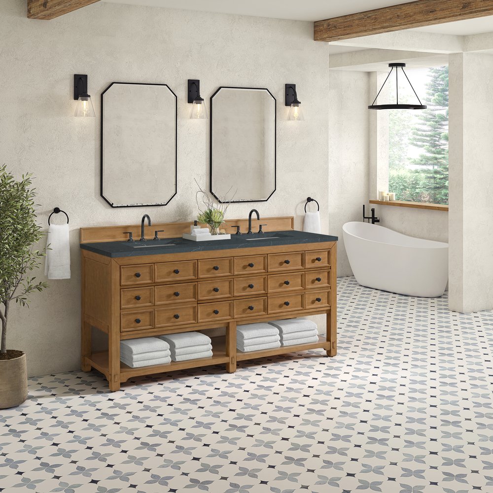 James Martin - Malibu 72" Double Vanity, Amber Birch w/ 3 CM Charcoal Soapstone Top - 505-V72-AMB-3CSP view 4