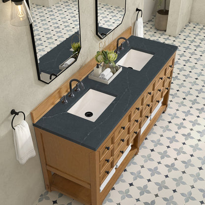 James Martin - Malibu 72" Double Vanity, Amber Birch w/ 3 CM Charcoal Soapstone Top - 505-V72-AMB-3CSP view 7