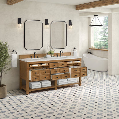 James Martin - Malibu 72" Double Vanity, Amber Birch w/ 3 CM Eternal Jasmine Pearl Top - 505-V72-AMB-3EJP view 5