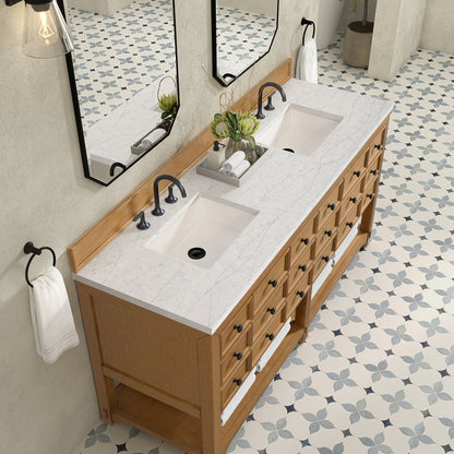 James Martin - Malibu 72" Double Vanity, Amber Birch w/ 3 CM Eternal Jasmine Pearl Top - 505-V72-AMB-3EJP view 7