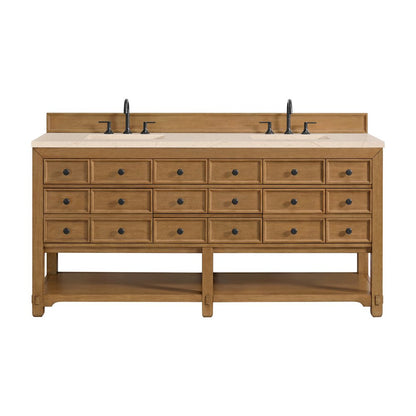 James Martin - Malibu 72" Double Vanity, Amber Birch w/ 3 CM Eternal Marfil Top - 505-V72-AMB-3EMR view 1