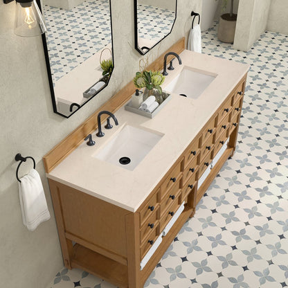 James Martin - Malibu 72" Double Vanity, Amber Birch w/ 3 CM Eternal Marfil Top - 505-V72-AMB-3EMR view 7