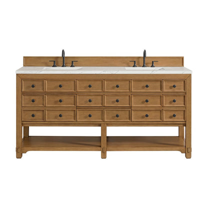 James Martin - Malibu 72" Double Vanity, Amber Birch w/ 3 CM Ethereal Noctis Top w/ FreePower Wireless Charger - 505-V72-AMB-FENC view 1