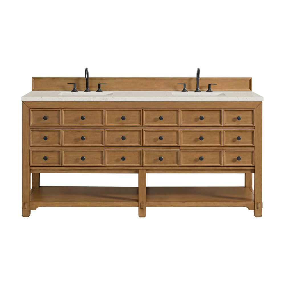 James Martin - Malibu 72" Double Vanity, Amber Birch w/ 3 CM Lime Delight Top - 505-V72-AMB-3LDL view 1