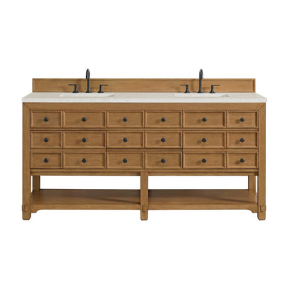 James Martin - Malibu 72" Double Vanity, Amber Birch w/ 3 CM Lime Delight Top - 505-V72-AMB-3LDL view 1
