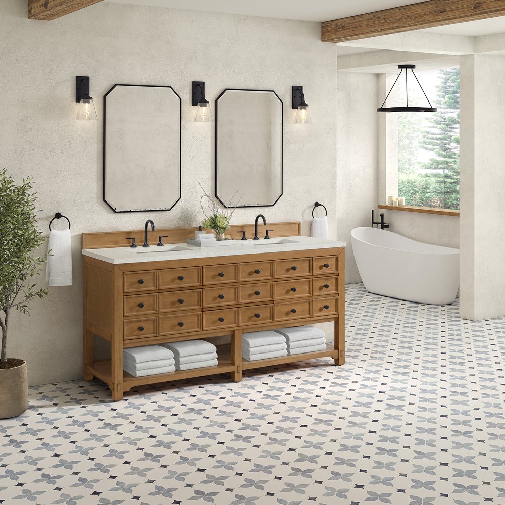 James Martin - Malibu 72" Double Vanity, Amber Birch w/ 3 CM Lime Delight Top - 505-V72-AMB-3LDL view 4