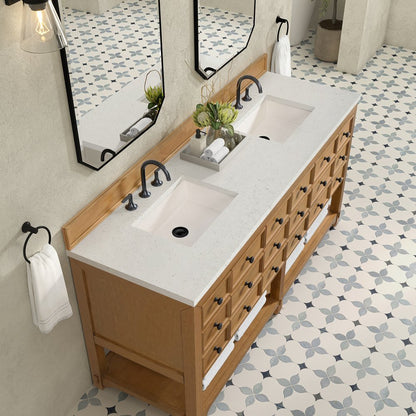 James Martin - Malibu 72" Double Vanity, Amber Birch w/ 3 CM Lime Delight Top - 505-V72-AMB-3LDL view 7