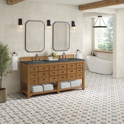 James Martin - Malibu 72" Double Vanity, Amber Birch w/ 3 CM Parisien Bleu Top - 505-V72-AMB-3PBL view 4
