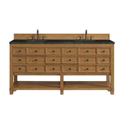 James Martin - Malibu 72" Double Vanity, Amber Birch, w/ 3 CM Phantome Eclos Top - 505-V72-AMB-3PHT view 1