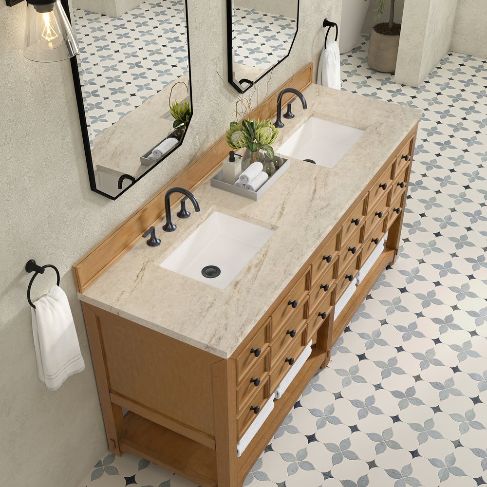 James Martin - Malibu 72" Double Vanity, Amber Birch, w/ 3 CM Tajnar Eclos Top - 505-V72-AMB-3TJR view 7