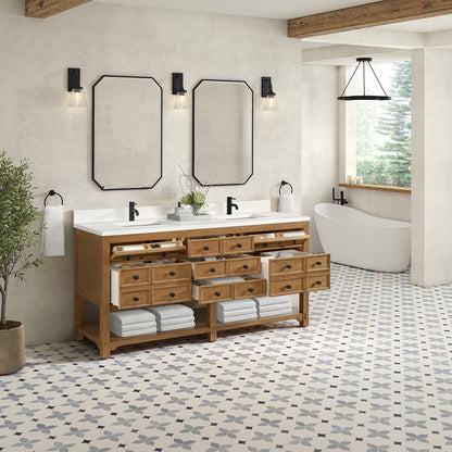 James Martin - Malibu 72" Double Vanity, Amber Birch w/ Single Hole 3 CM White Zeus Top & Backsplash - 505-V72-AMB-1WZ view 10