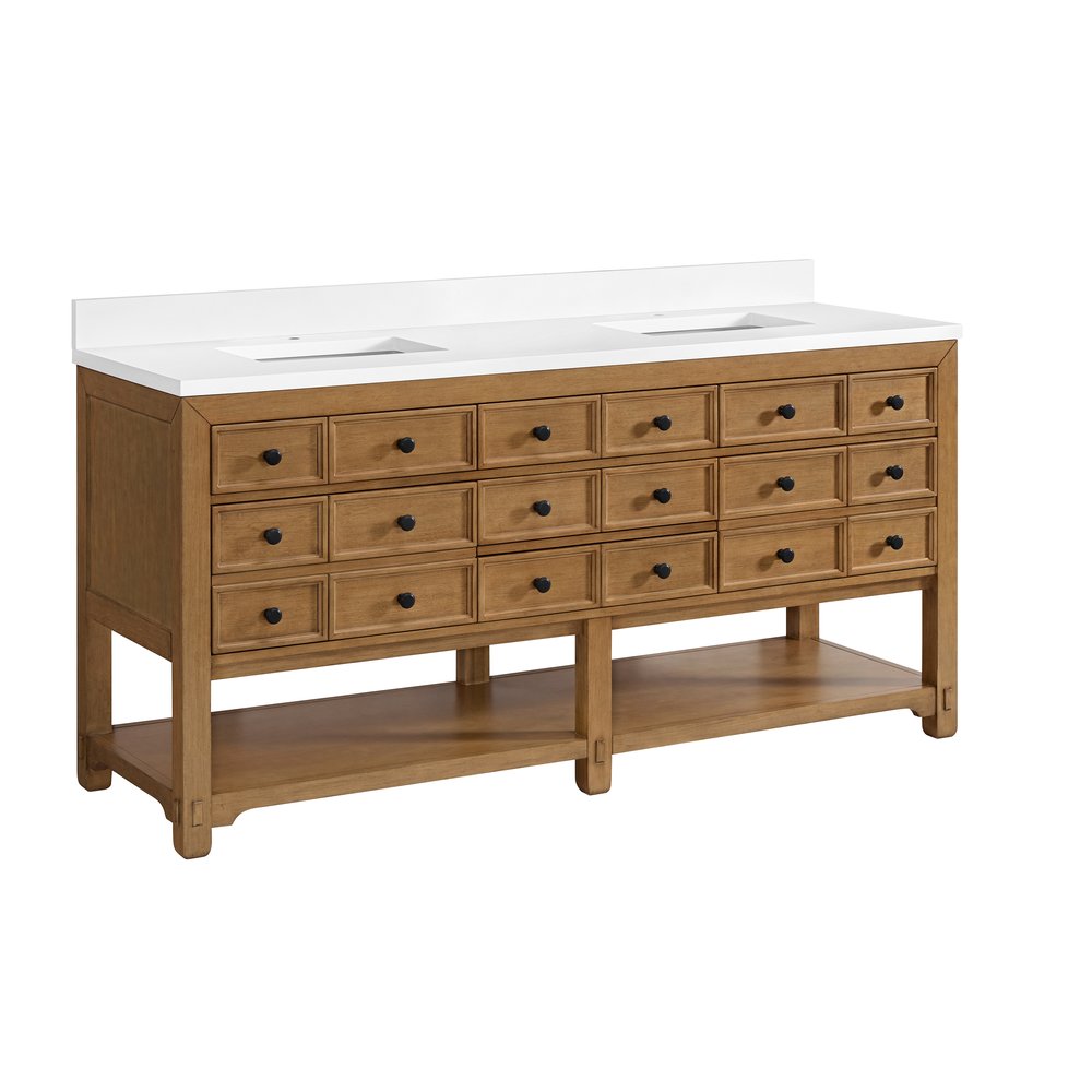 James Martin - Malibu 72" Double Vanity, Amber Birch w/ Single Hole 3 CM White Zeus Top & Backsplash - 505-V72-AMB-1WZ view 11