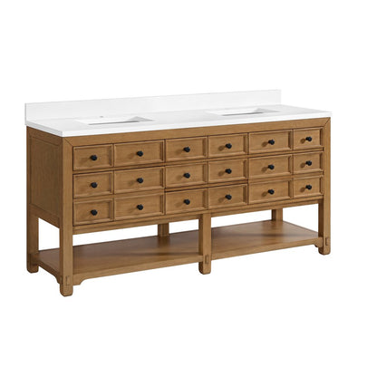 James Martin - Malibu 72" Double Vanity, Amber Birch w/ Single Hole 3 CM White Zeus Top & Backsplash - 505-V72-AMB-1WZ view 11