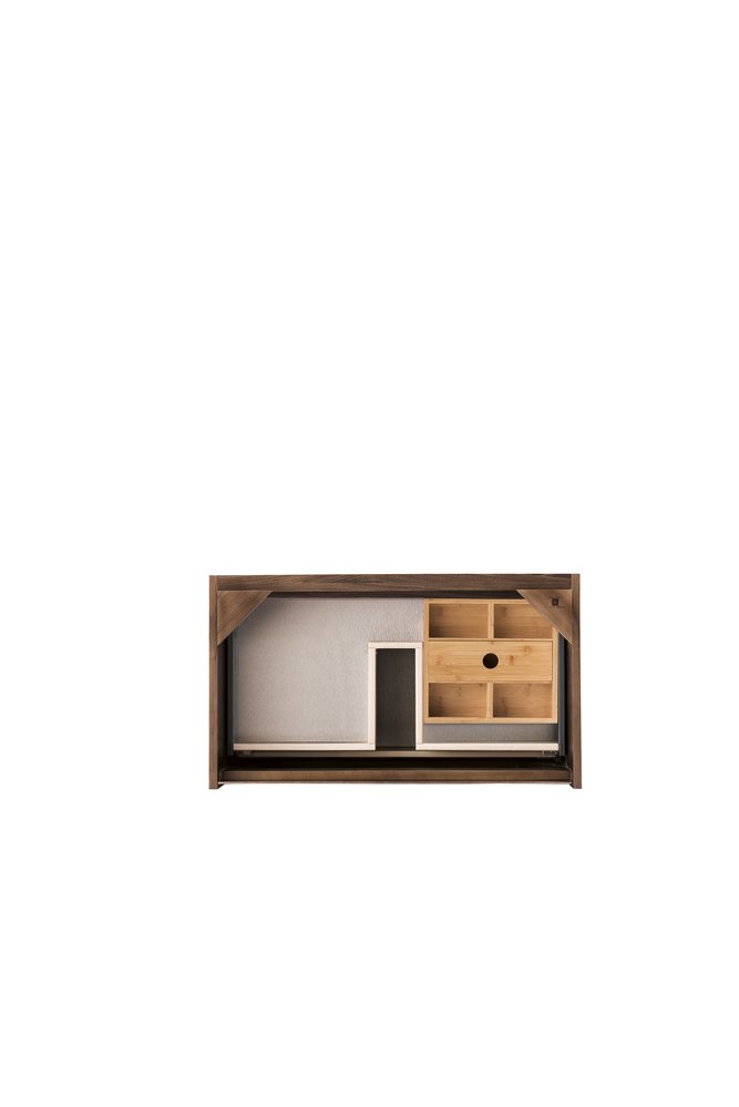 James Martin - Mantova 31.5" Single Vanity Cabinet, Mid-Century Walnut, Champagne Brass Base - 805-V31.5-WLT-CB view 2