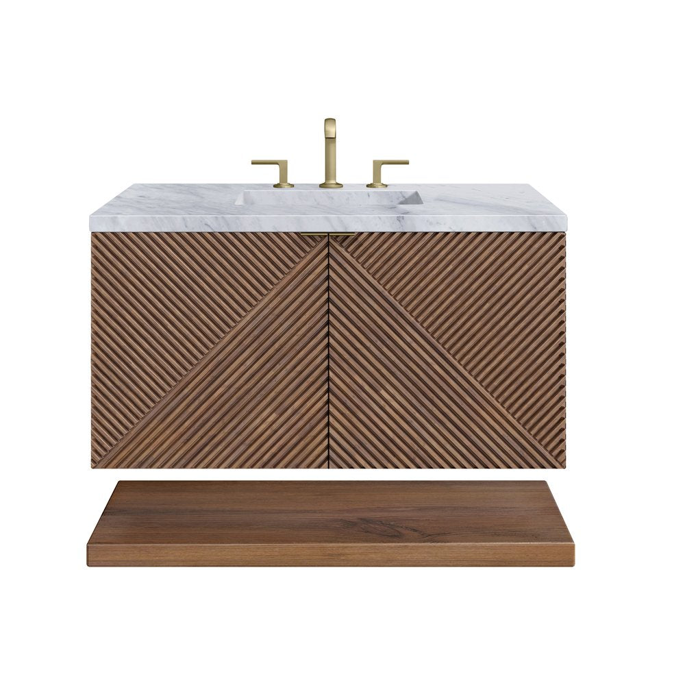 James Martin - Marcello 36" Single Vanity, Chestnut w/ 3 CM Carrara Marble Top - D200-V36-CSN-3CAR view 2