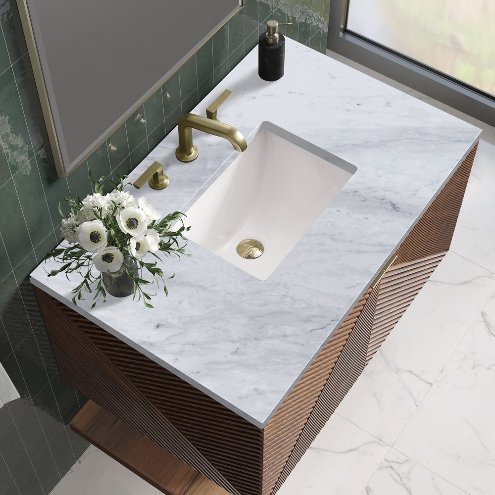 James Martin - Marcello 36" Single Vanity, Chestnut w/ 3 CM Carrara Marble Top - D200-V36-CSN-3CAR view 5
