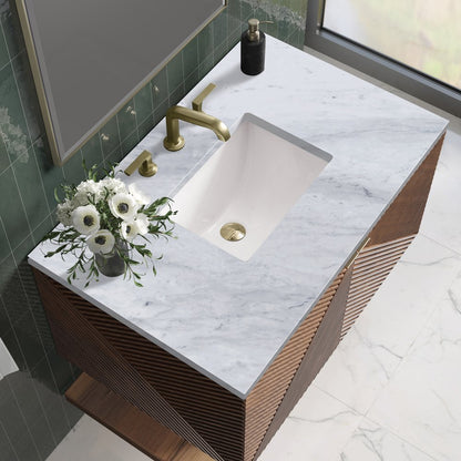 James Martin - Marcello 36" Single Vanity, Chestnut w/ 3 CM Carrara Marble Top - D200-V36-CSN-3CAR view 5