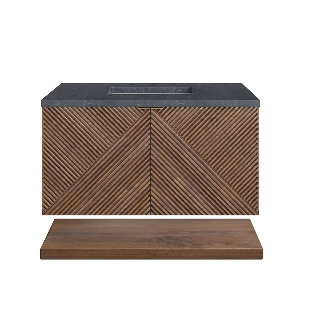 James Martin - Marcello 36" Single Vanity, Chestnut w/ 3 CM Charcoal Soapstone Top - D200-V36-CSN-3CSP view 1