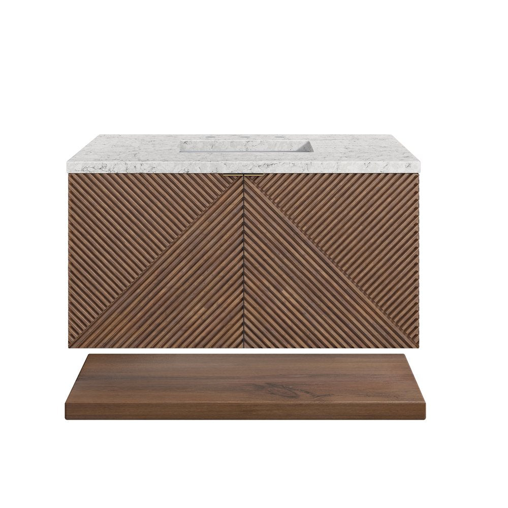 James Martin - Marcello 36" Single Vanity, Chestnut w/ 3 CM Eternal Jasmine Pearl Top - D200-V36-CSN-3EJP view 1