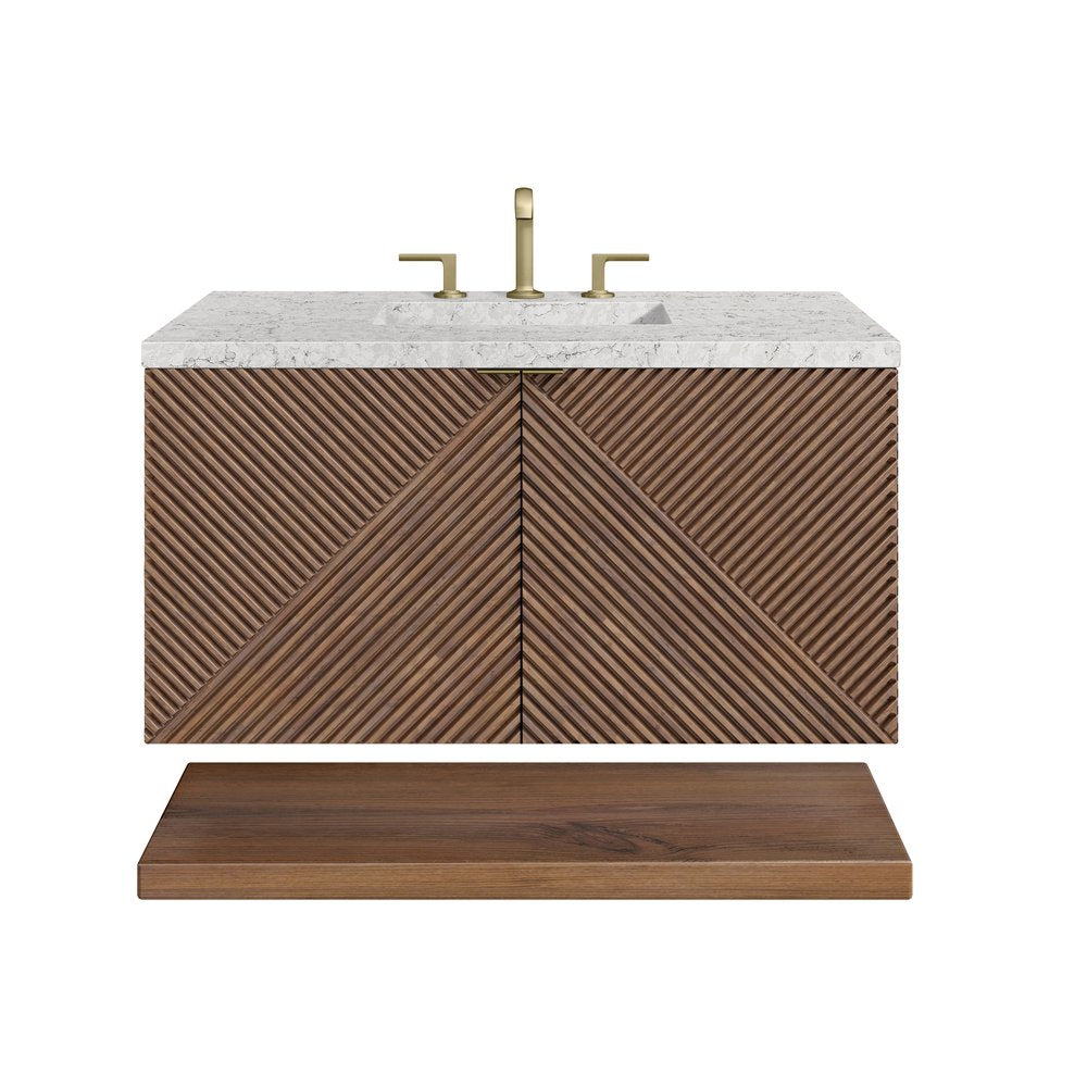 James Martin - Marcello 36" Single Vanity, Chestnut w/ 3 CM Eternal Jasmine Pearl Top - D200-V36-CSN-3EJP view 2