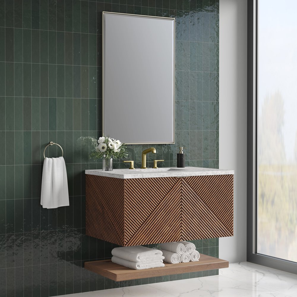 James Martin - Marcello 36" Single Vanity, Chestnut w/ 3 CM Eternal Jasmine Pearl Top - D200-V36-CSN-3EJP view 4